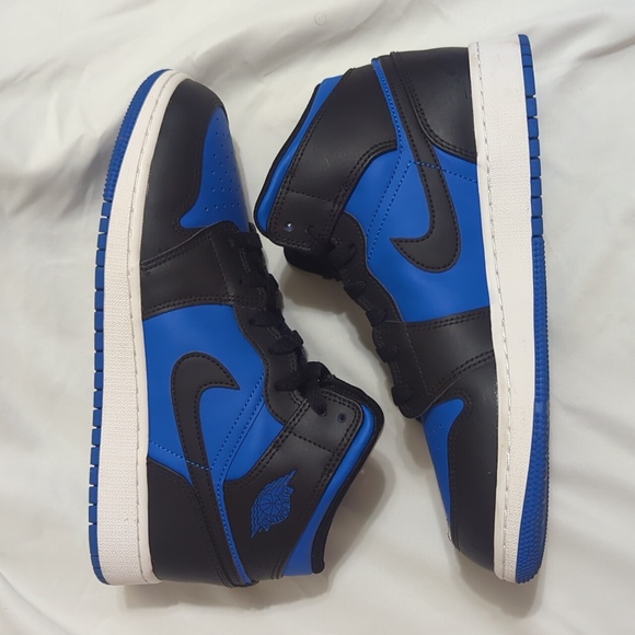 Nike Air Jordan 1 Mid Shoes, Color Black Royal Blue Size 6.5Y - Picture 16 of 16